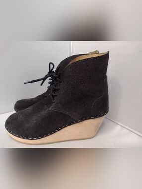 Maguba Casablanca Wedge Clog Lace-Up Booties Women’s 39 Black Suede Leather